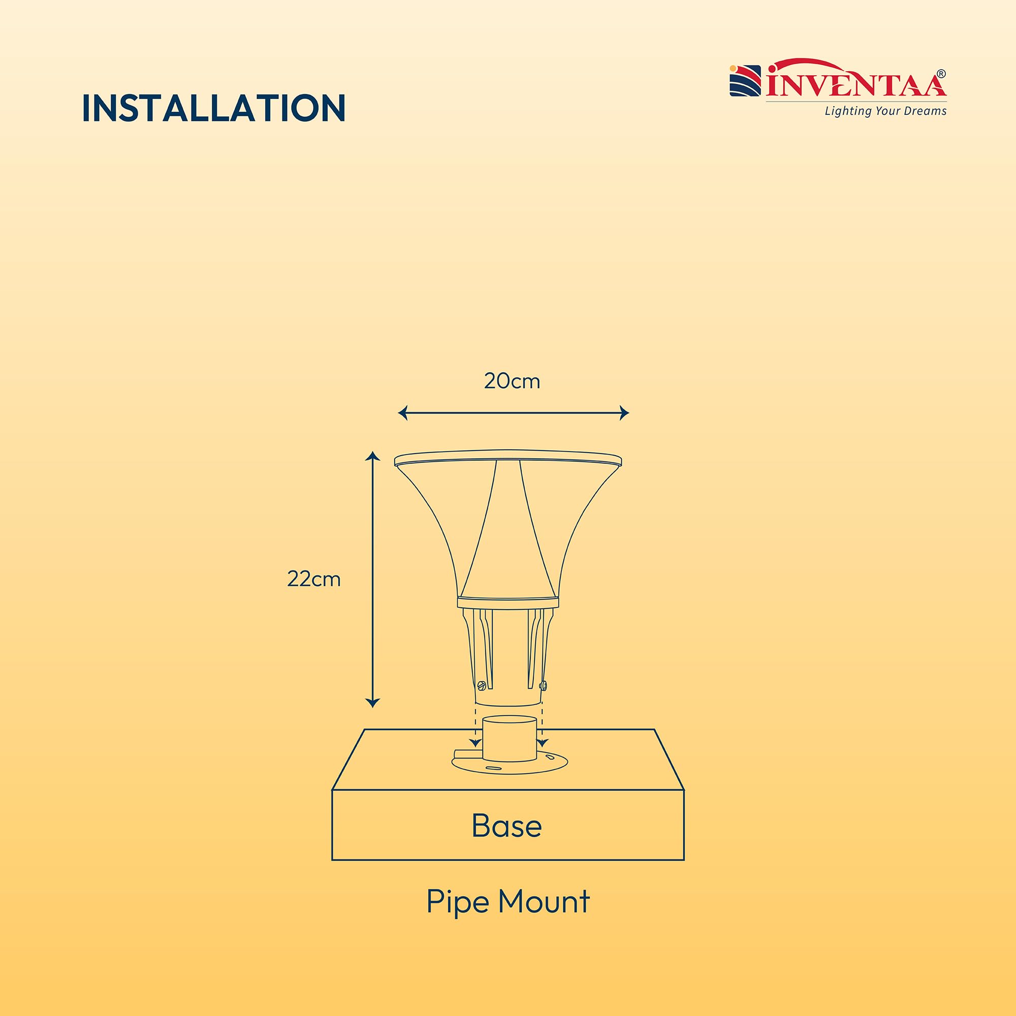 INVENTAA Bloom 20W Unbreakable for Home Gate Pillar Lamp for Outdoor | Rustproof Main Pillar lamp | Piller Lights Gate Lamps for Outdoor Waterproof (Warm White) 2