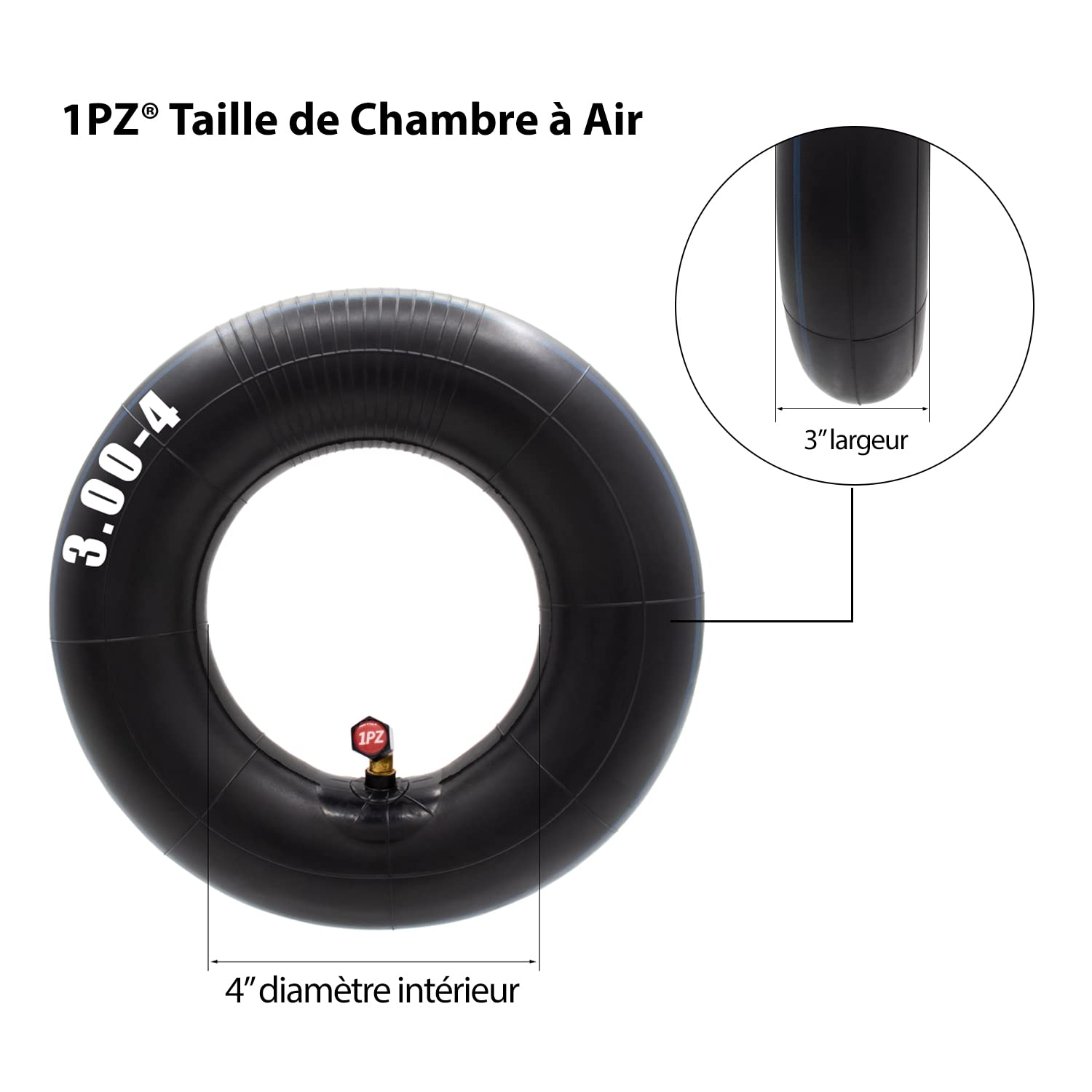 1PZ Chambre à Air 3.00-4 (10x3) 260x85 Mm - Lot De 2 Pour Scooter Razor E300 Brouette Chariot