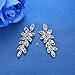 Mecresh Silver Rhinestone Wedding Dangle Earrings, Leaf Chandelier, 6.5cm, Nickel-Free, Hypoallergenic