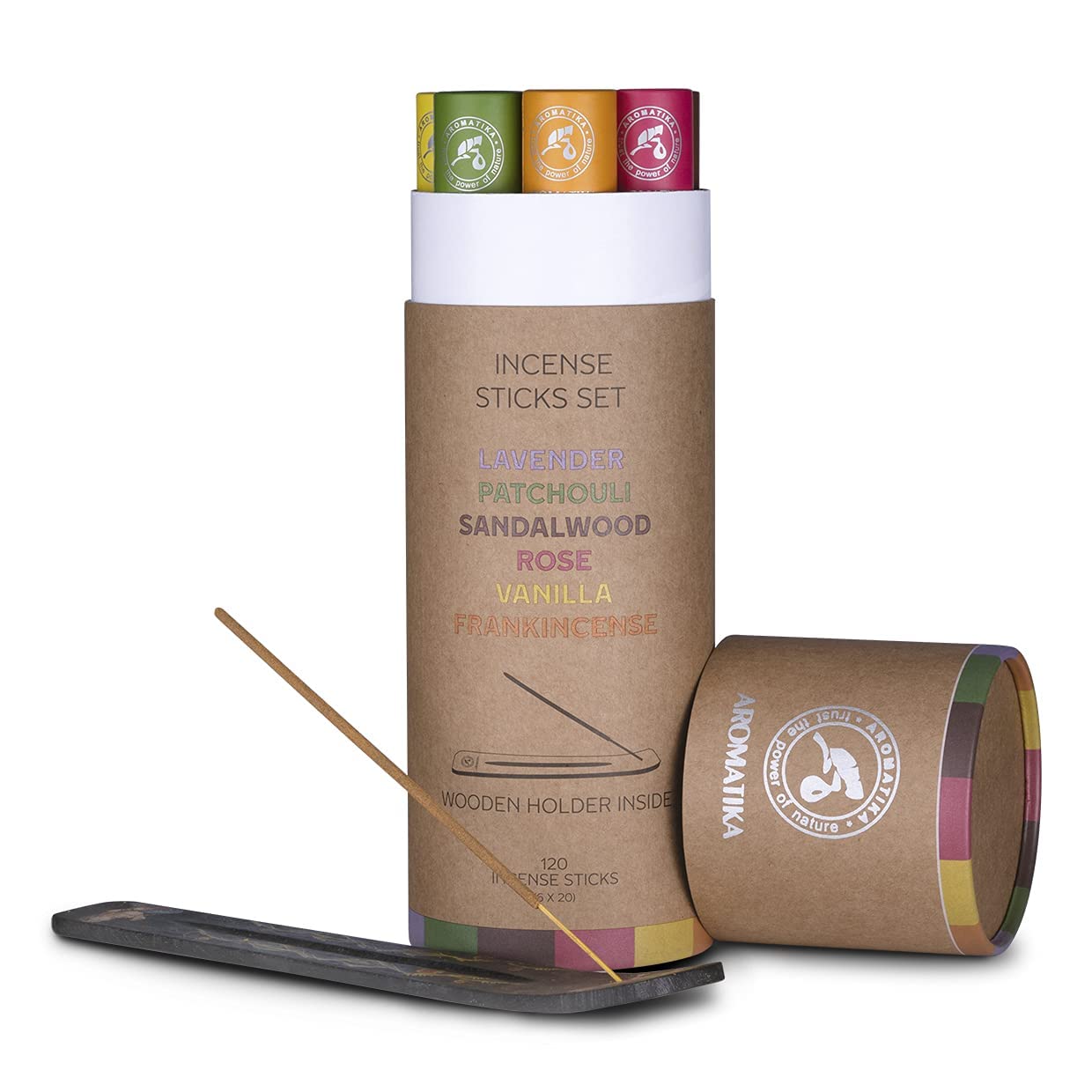 Set Di 120 Bastoncini D'incenso Con 6 Fragranze - Lavanda, Patchouli, Sandalo, Rosa, Vaniglia, Incenso - Porta Incenso Incluso, Per Aromaterapia, Yoga E Relax