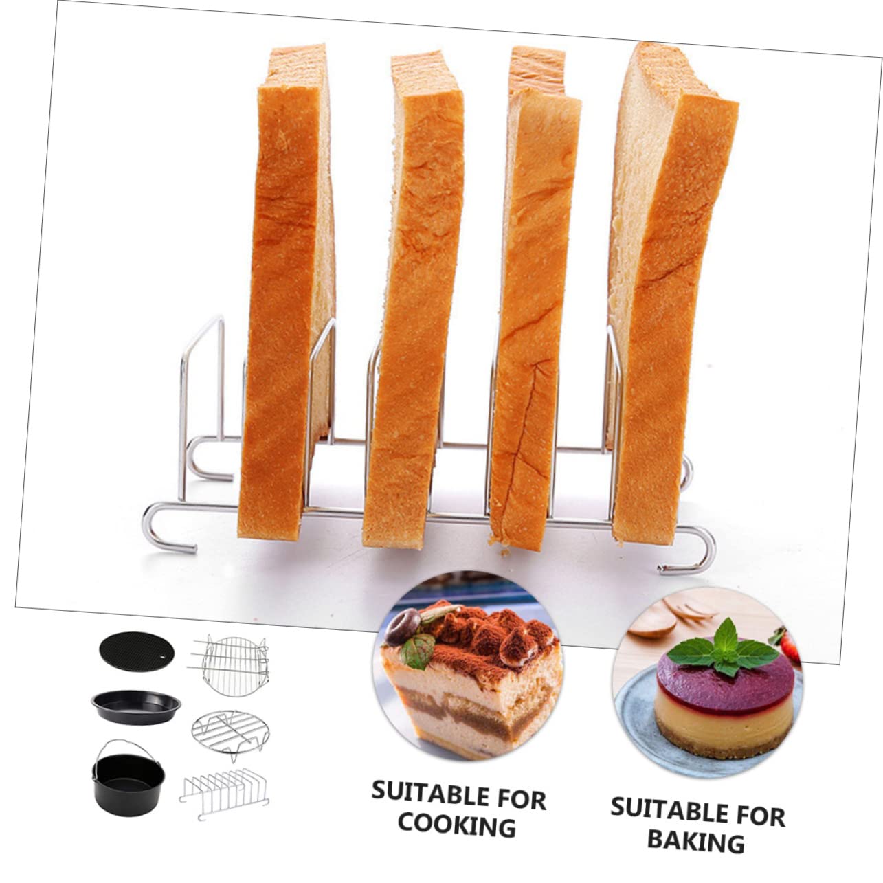 6 Stück Backform aus Edelstahl für Heißluftfritteusen, 7 Zoll | Küchenhelfer für Kochen und Frittieren, Spülmaschinengeeignet, Praktisches Zubehörset