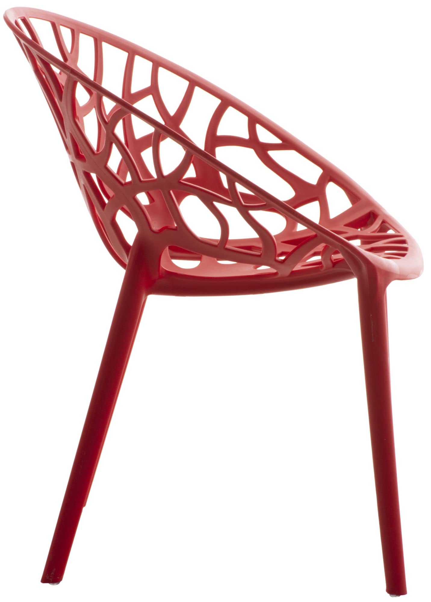 CLP Juego de 4 sillas de jardín, apilables y Resistentes a la Intemperie, Moderno con reposabrazos no Ajustables, Estructura de plástico Hope, Color:Rojo