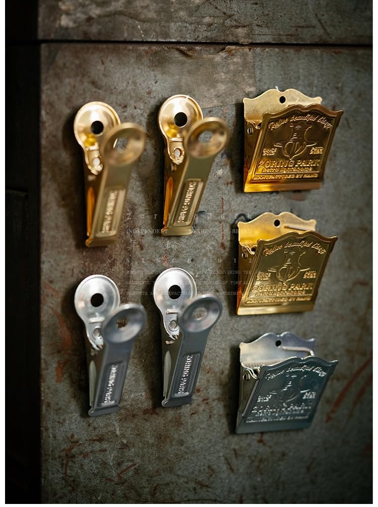 Magnetyczne metalowe klipsy do dziennika w stylu vintage, dekoracyjne papierowe zakładki w stylu vintage, uchwyty na notatniki i terminarze, 4 szt., srebrne