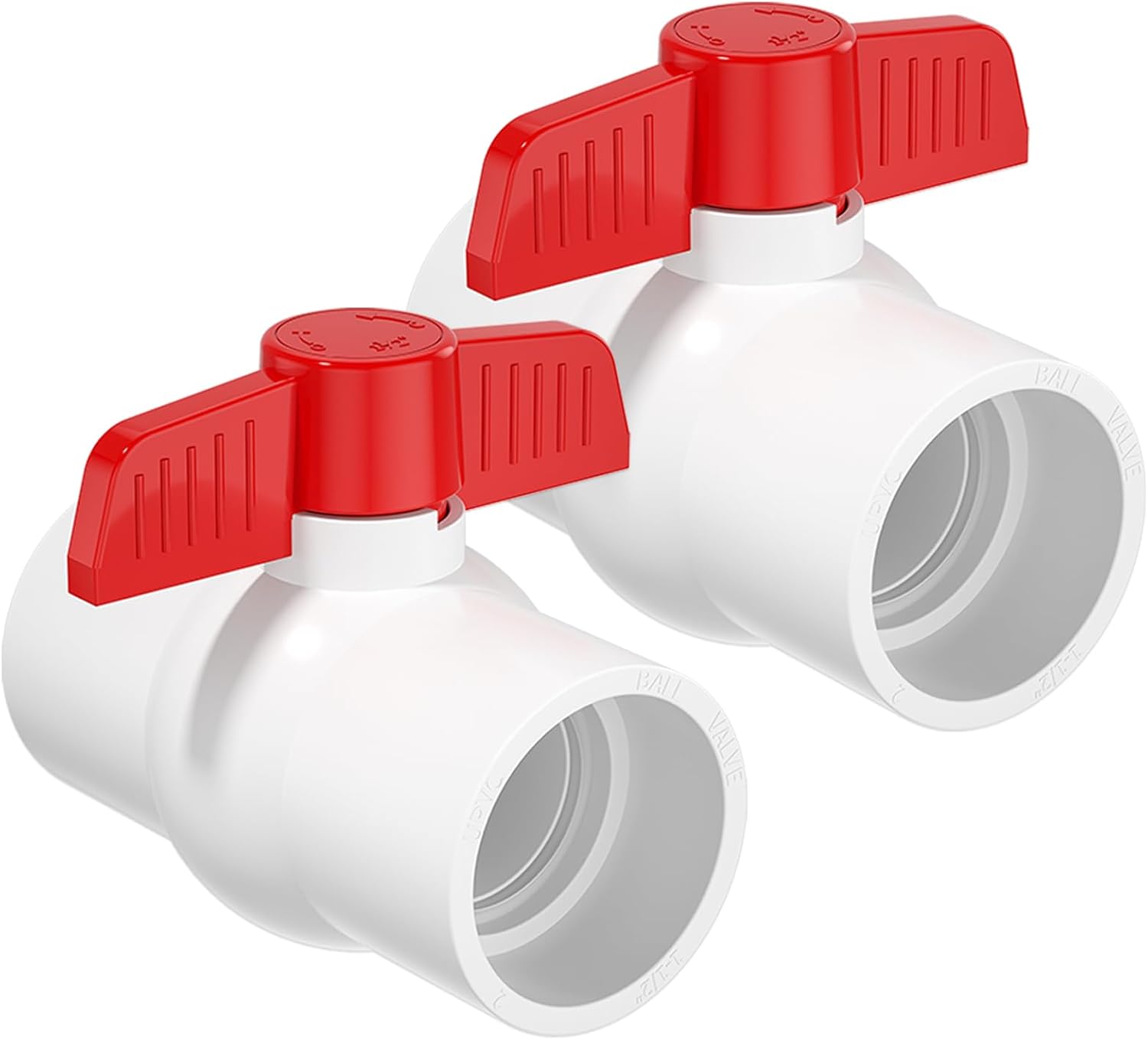 EPHECH 2PCS 2" PVC Ball Valve, SCH40 Slip PVC Water Pipe