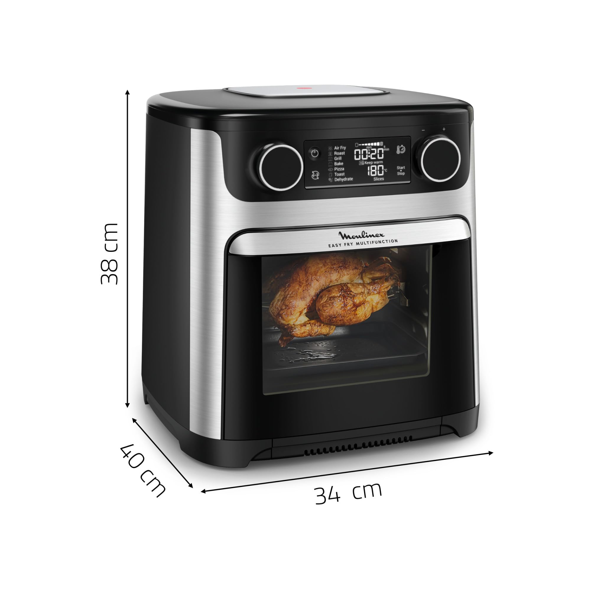 Moulinex Easy Fry air fryer, multicuiseur et four, 15 L, 9 programmes, friteuse sans huile, 3 niveaux de cuisson, compact, extra crisp, noir, AL556DF0, Acier Inoxydable