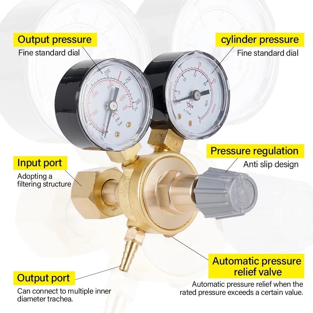 manometr Argon CO2 regulator ciśnienia w butli reduktor ciśnienia przepływomierz spawalniczy W21.8 1/4 gwint 0-20 Mpa zawór regulacyjny Regulator ciśnienia powietrza