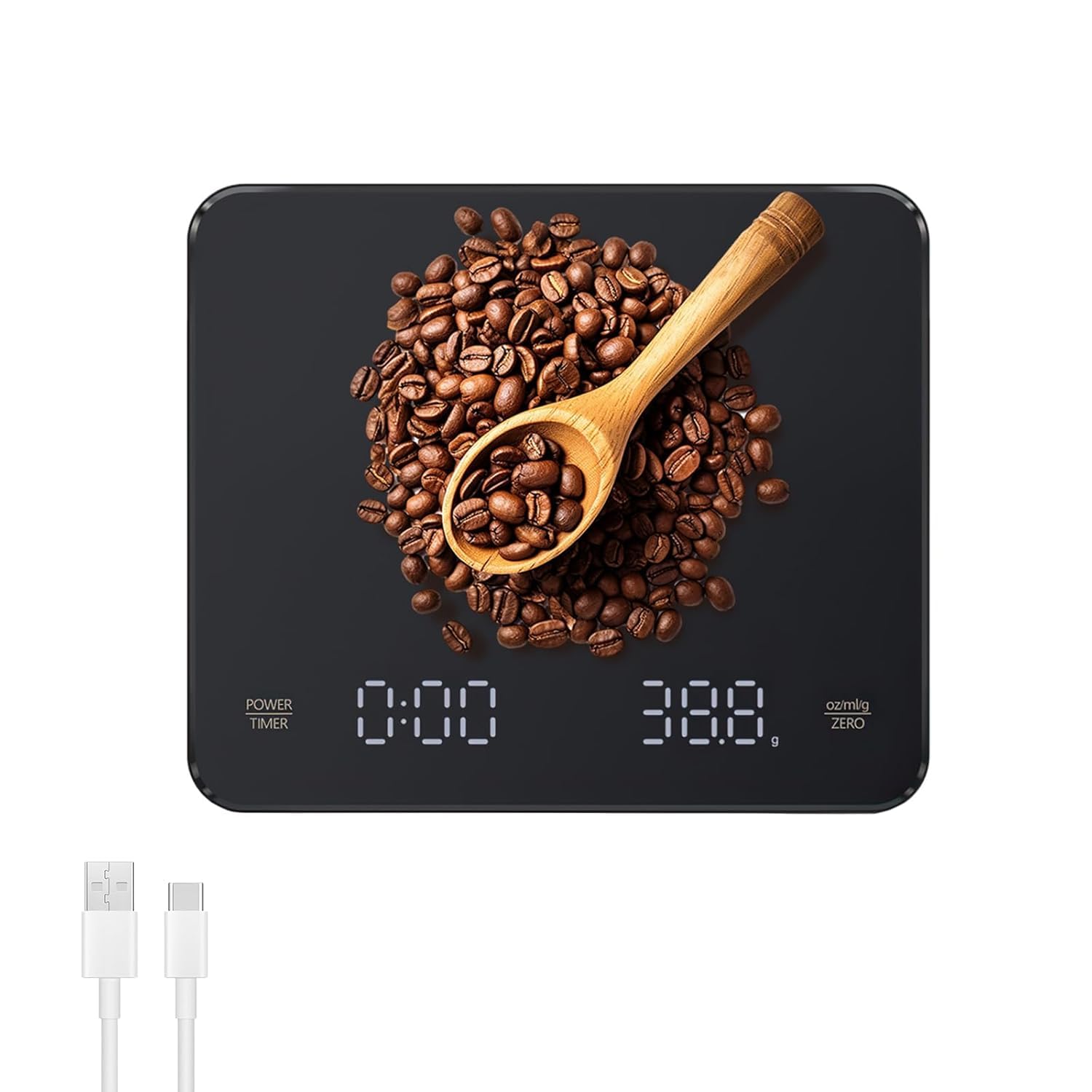 OBEST Mini Bilancia per Caffè con Timer, 3kg/0,1g Bilancia con Precisione | Bilancia Digitale Ricaricabile per Caffè, Bilancia Elettronica Portatile da Cucina con Display a LED e Timer Automatico