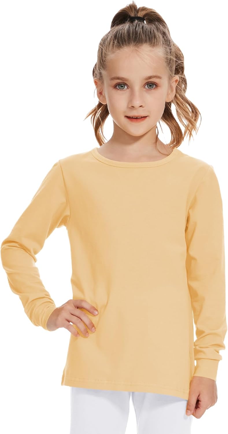 3T 4T 5T to 12 Years Girls Long Sleeve Shirts Kids Cotton T-Shirt Toddler Basic Crew Neck Top