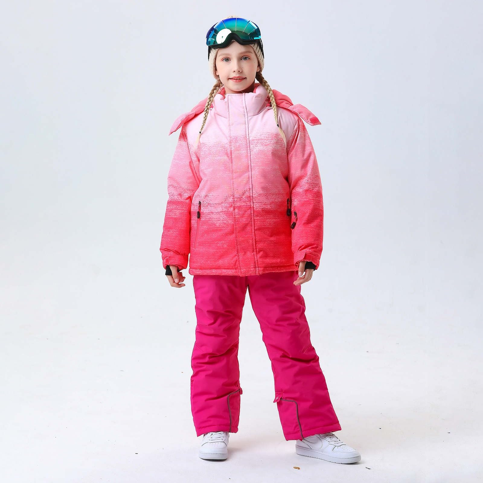 Tuta da sci per bambini, in pile, giacca e pantaloni invernali, per snowboard, invernali, calda, unisex