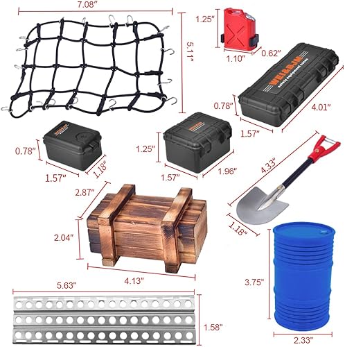 Miniatura 3 de Globact 110 RC Crawler Accesorios Red de equipajeTambor de aceitecaja de maderatanque de combustibletablero de recuperacióncaja de herramientaspala