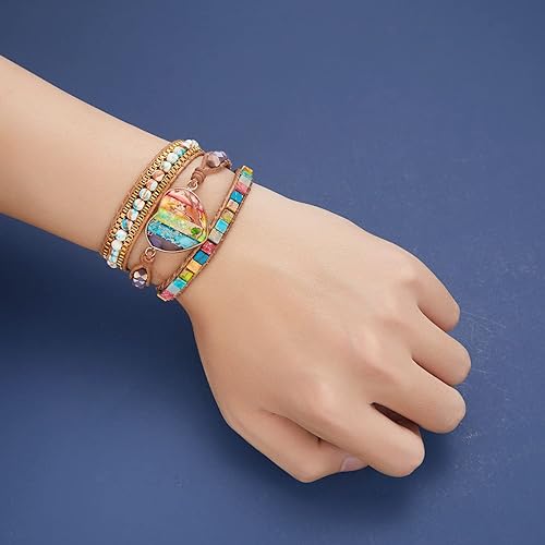 Miniatura 4 de Pulsera de piedras preciosas de corazón natural para curación de 7 chakras, energía de meditación, protección espiritual, equilibrio de salud