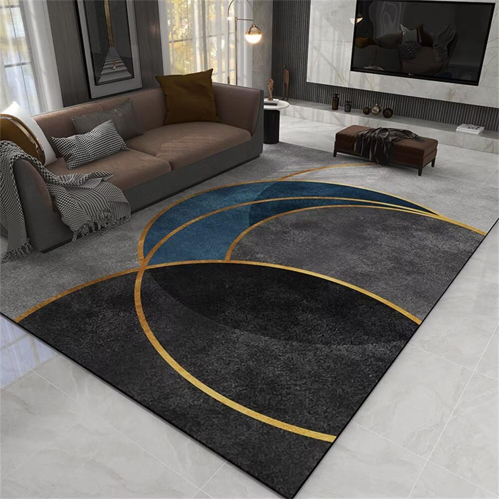 Tapis chambre enfant bleu et jaune 200x290cm pour créer un coin jeu et bureau chaleureux