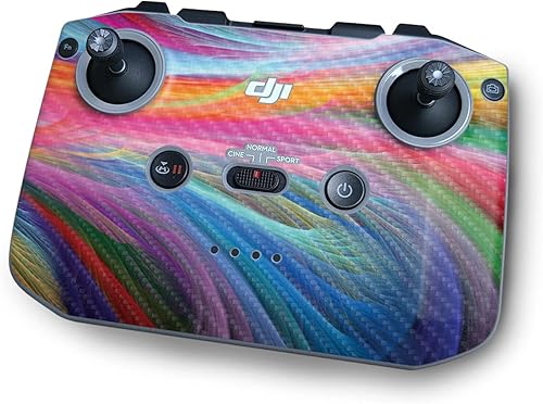 MightySkins - Piel de fibra de carbono compatible con el controlador DJI RC-N1 - Rainbow Waves | Acabado de fibra de carbono texturizado protector y disponible en Yaxa Guatemala
