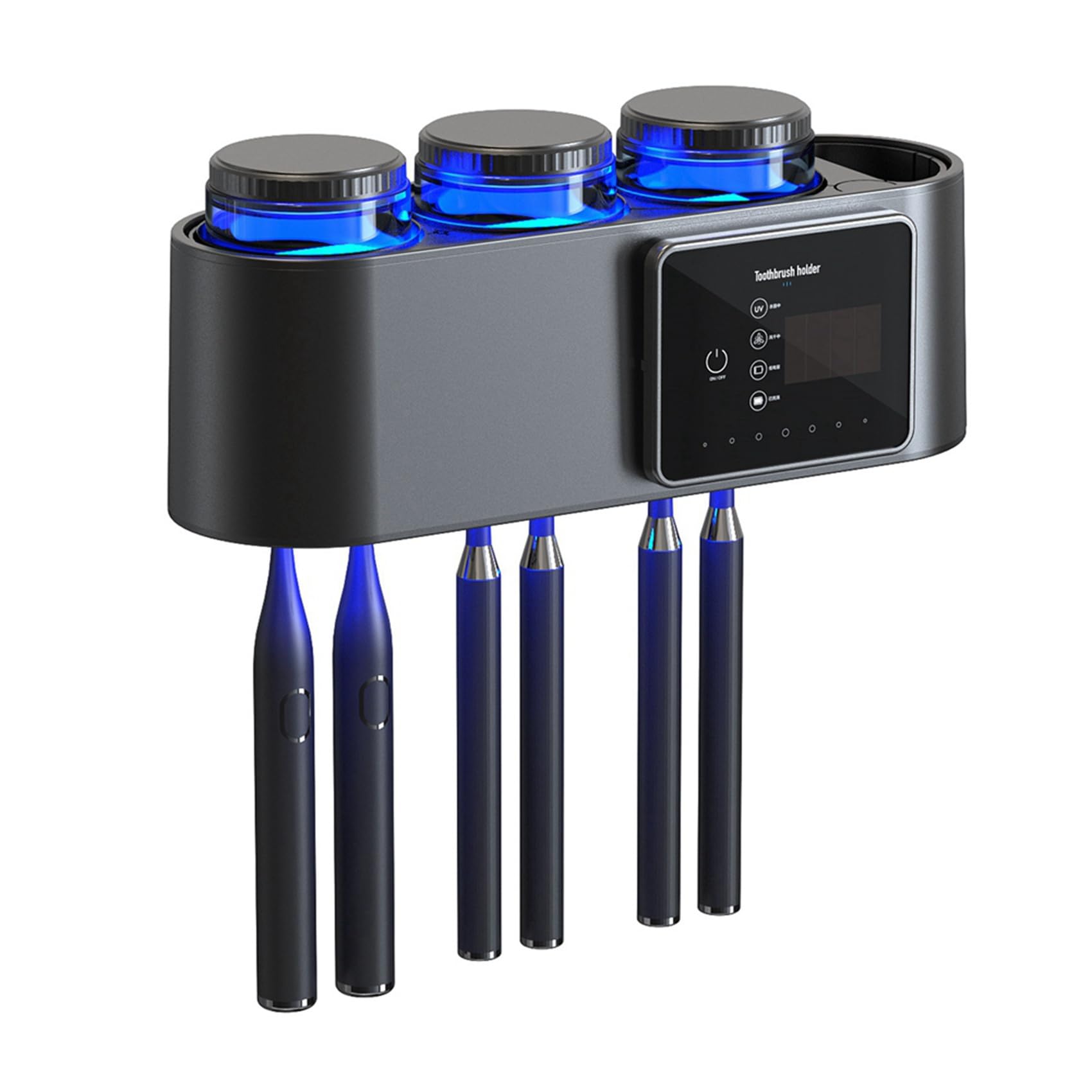 2X Desinfectantes para Cepillos Dientes BañO Soporte para Cepillos Dientes Montado en la Pared No Requiere PerforacióN con Organizador Cepillos Dientes Inteligente 6 Ranuras
