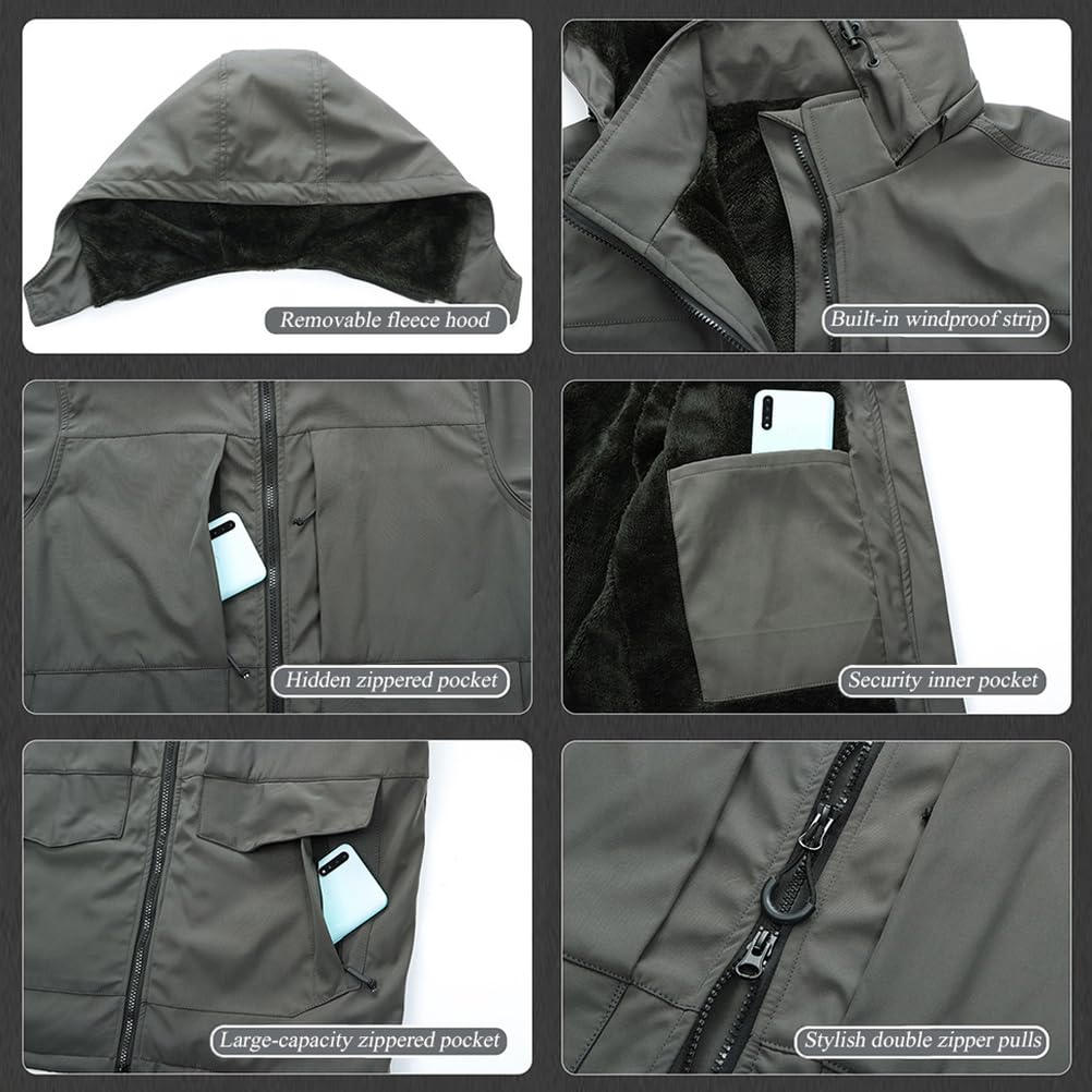 Traje Táctico Softshell De Forro Polar para Hombre, Chaqueta Térmica Impermeable De Caza Ropa De Esquí