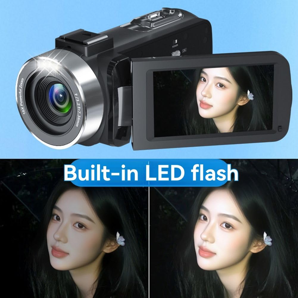 Telecamera WiFi 4K Full HD 80MP Webcam Camcorder Rotazione 270° Registratore Video DV 3" Camcorder Digitale 18X Zoom