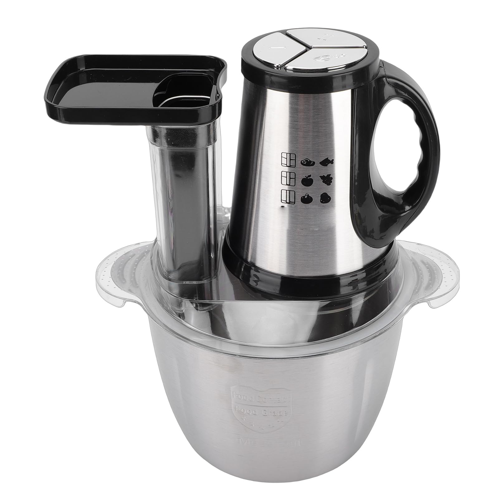 HEEPDD Procesador de Alimentos, Picadora de Carne, Picadora de Verduras, Motor de 300 W, Tazón de Acero Inoxidable de 3 Litros, Diseño Compacto de 9,8 X 12,6 Pulgadas para Preparación de Comidas en