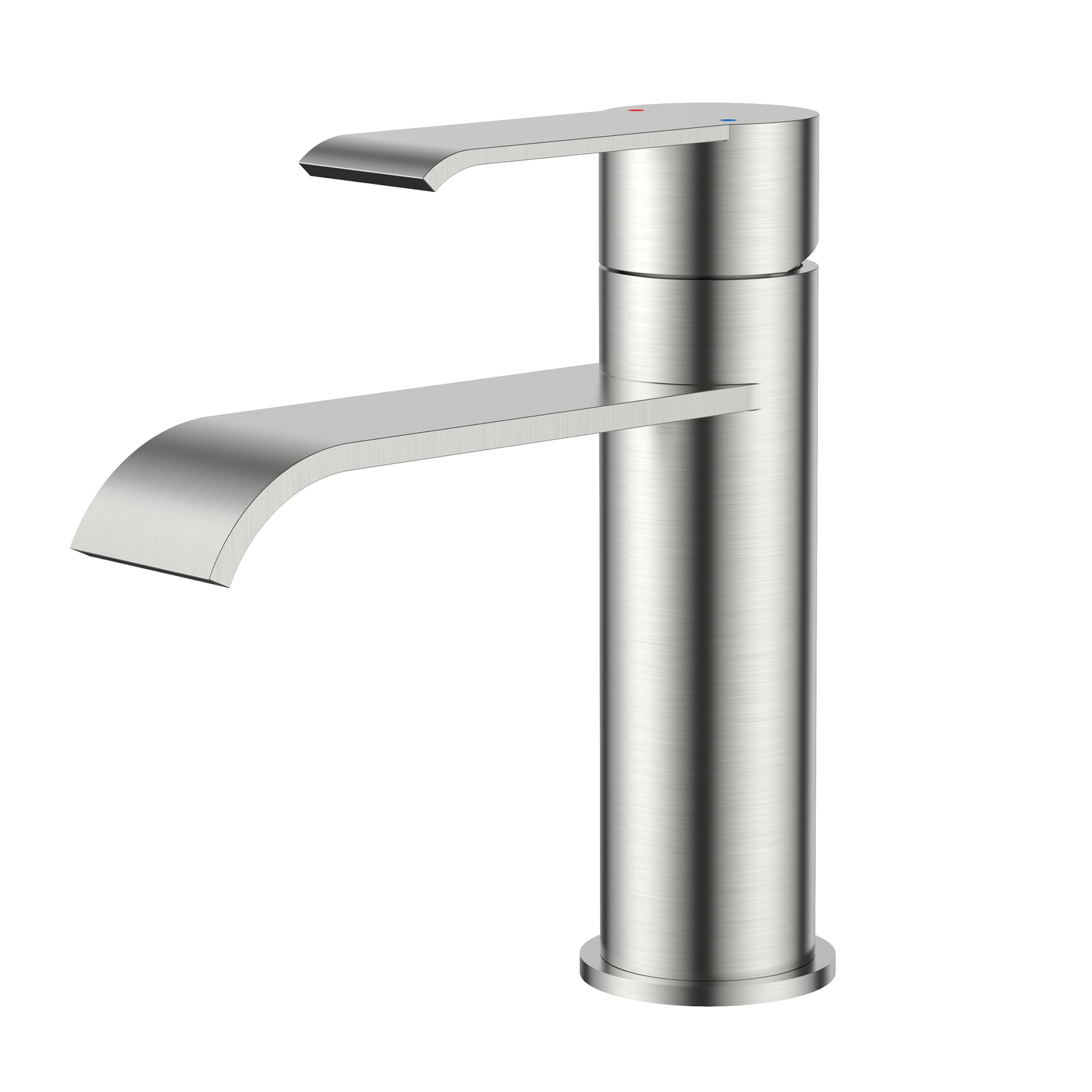 FORIOUS Basin Mixer Tap, Stainless Steel Bathroom Taps, 98mm Spout Height, Single Handle, G1/2'' Hoses, Water-Saving & Durable, Brushed Nickel