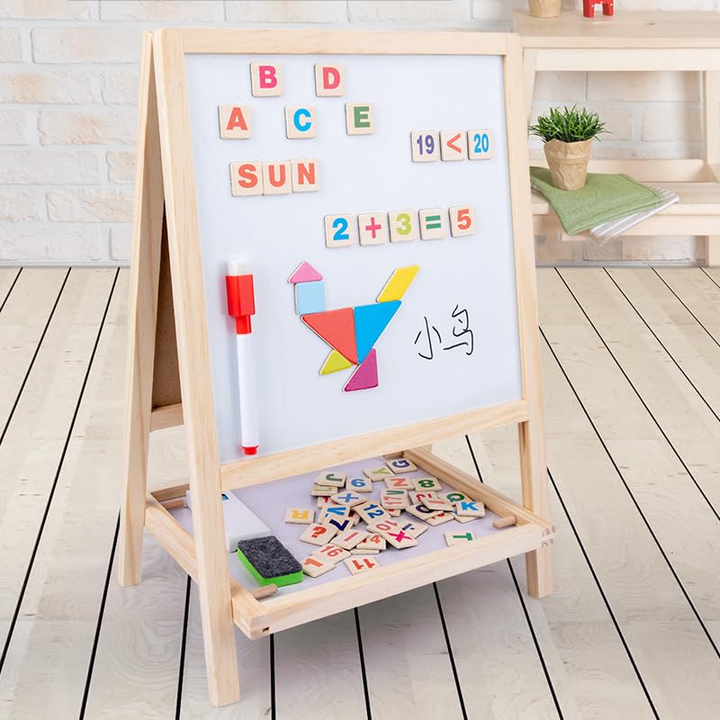 Newdru SketchBoard Pro Double-Sided Kids Drawing Board with Chalk & Marker Surfaces | Wooden Frame with Height Adjustable Drawing Stand for Kids Learning - Gifts for Toddlers - 27 x 40cm - Image 7 thumbnail