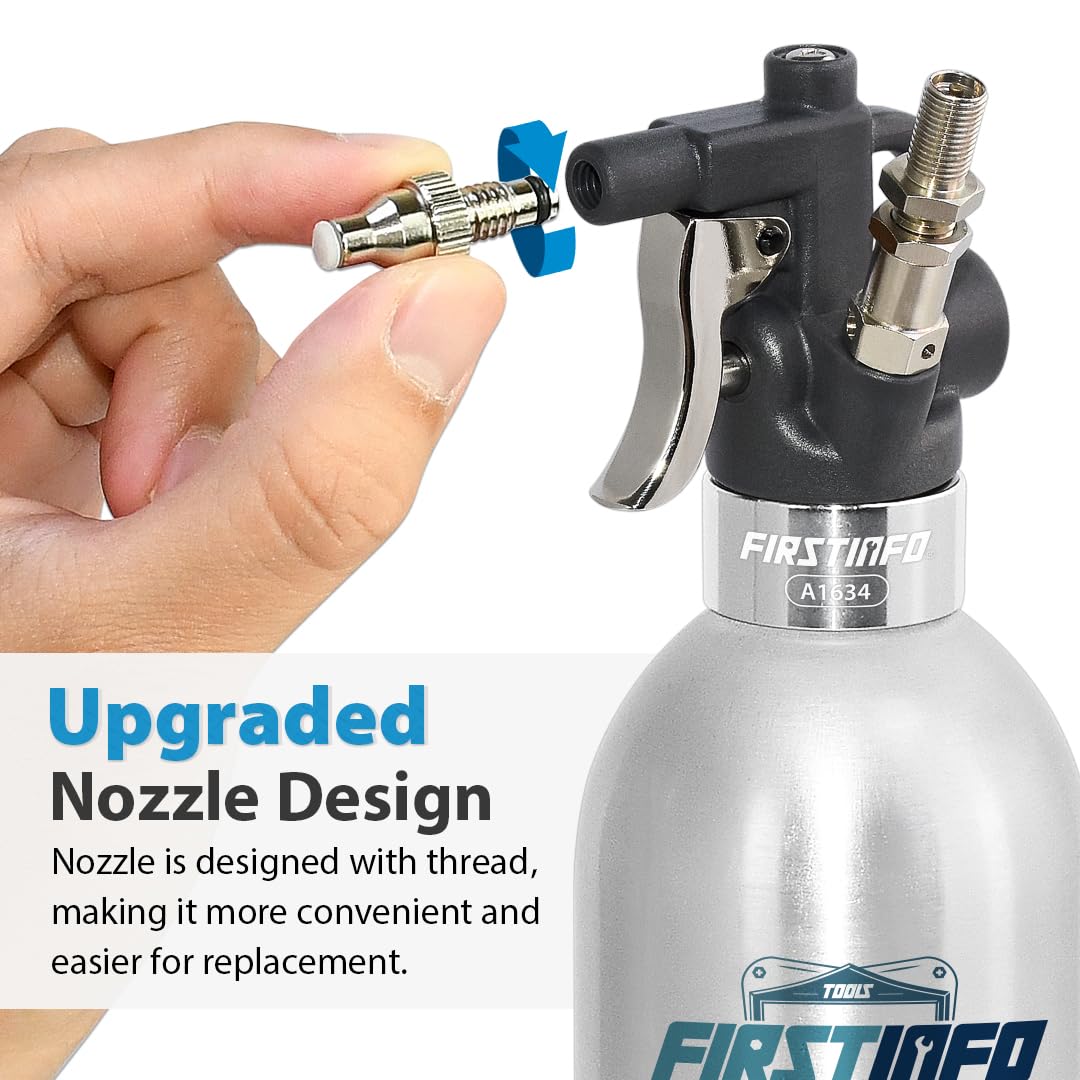 FIRSTINFO A1634 | Bottiglia spray ricaricabile per pulitore freni 650 ml | Alluminio | Spruzzatore a pressione max 110 psi | Bomboletta aerosol riutilizzabile | Ugello nebulizzazione