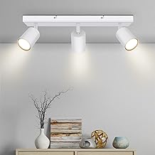 Kambo 3 Ceiling Spotlights, Gu10, 3 Interior LED Spotlights, Max 50W, without bulb, White Wall Lights, Metal Swivel for Interiors, for Bedroom, Corridor