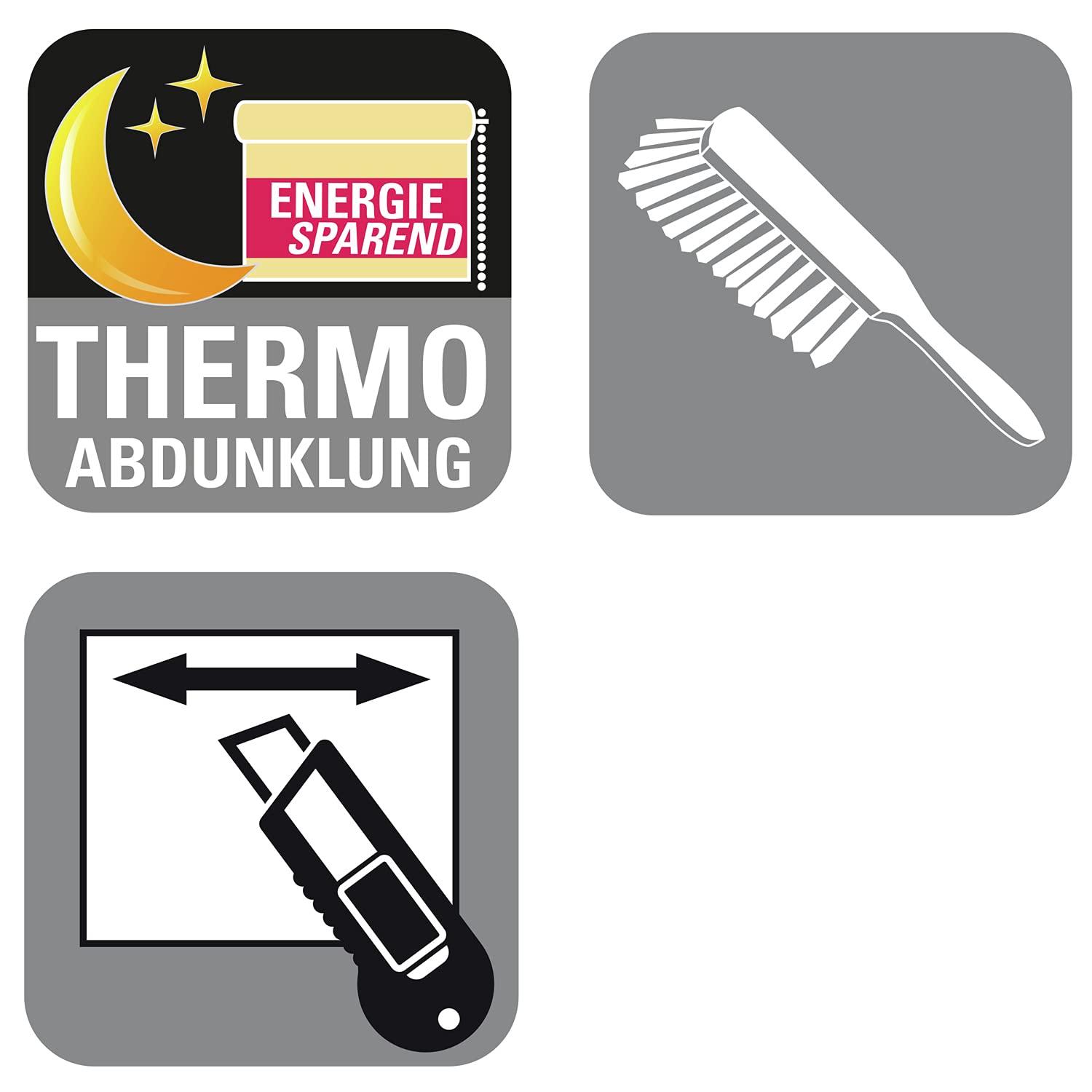 GARDINIA EASYFIX Store Enrouleur Thermique avec Dos Thermique à Clipser ou à Coller, Réflexion Lumineuse Maximale, Économie d'Énergie, Opaque, Kit de Montage Inclus, Gris, 100 x 210 cm (l x H)