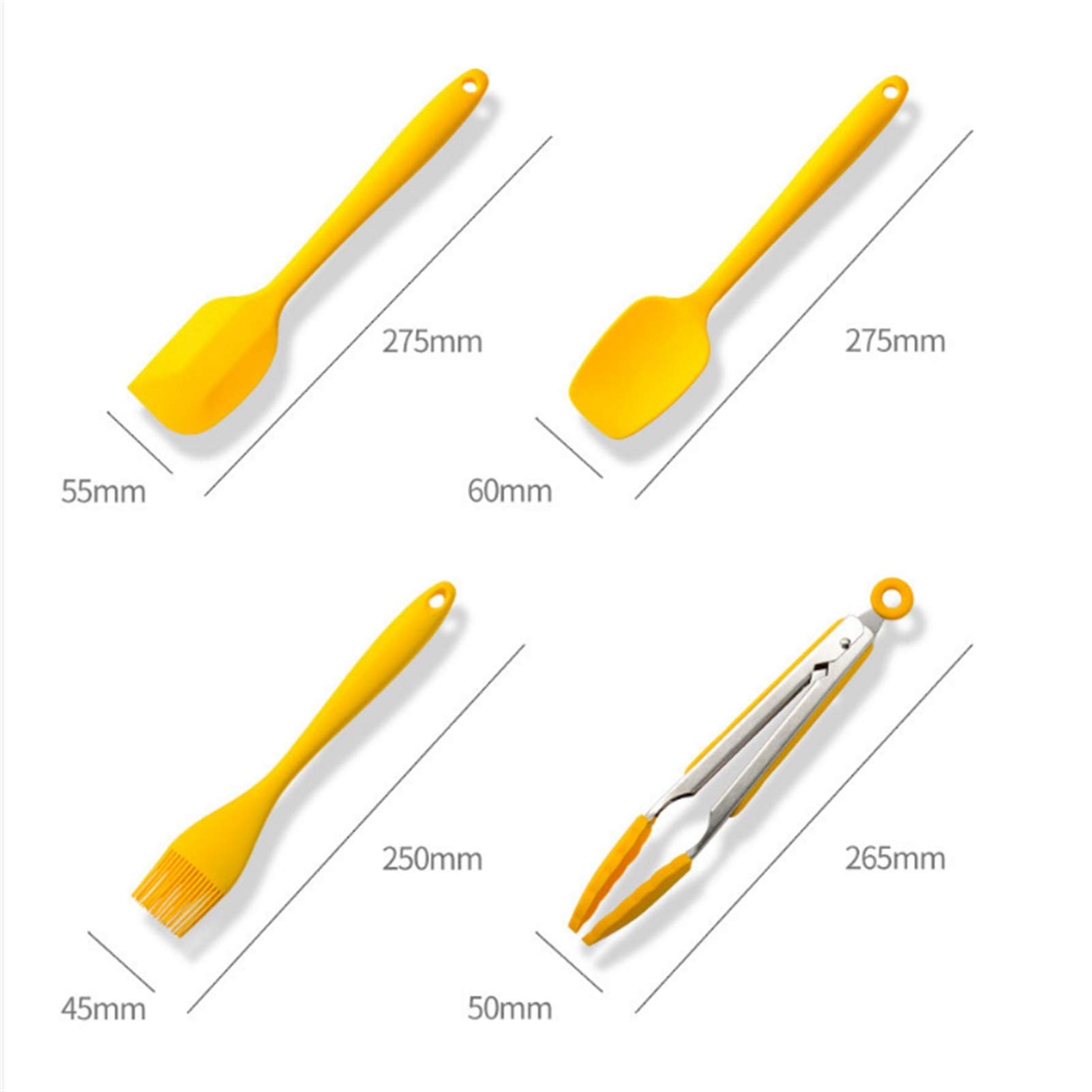 YYDS Koch Utensilien Silikon-Back-Utensil-Set - 9 Stück Küchenkochwerkzeug-Sets mit Halter - Nichtstick-Kochgeschirrset for Arbeitsplatte Geschirrspüler Safe, Gelb Kochzubehör