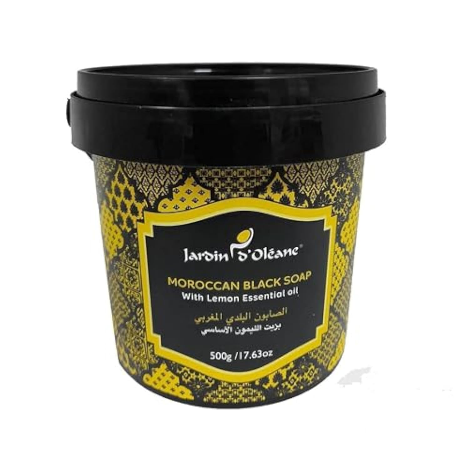 Jardin Oleane Moroccan Black Soap - 100 % natural Moroccan Black Soap, Body Scrub, Pure & Natural, Purifying, Cleansing, exfoliating for Hammam Ritual (Essential Oil Of Eucalyptus, 250 g)