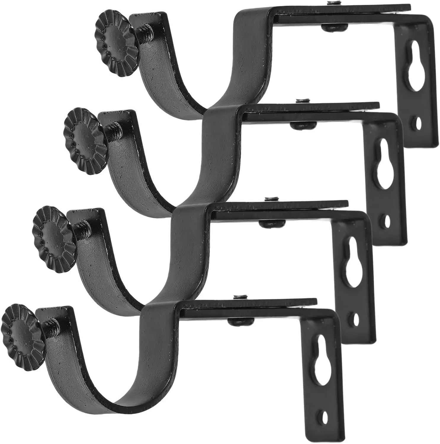 8Pcs Curtain Rod Brackets Heavy Duty Iron Base Support Adjustable Middle Mount Hardware