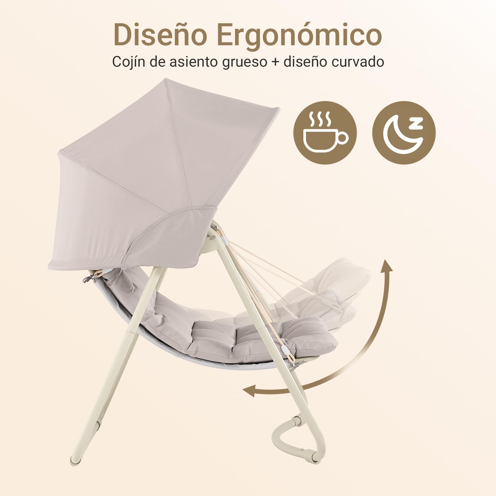Sobuy Columpio Jardin Exterior Colgante Exterior con Parasole Regolabile Muebles Jardin Exterior Sillón Relax e Hamacas Jardin Beige 108x126x163 cm OGS62-MI