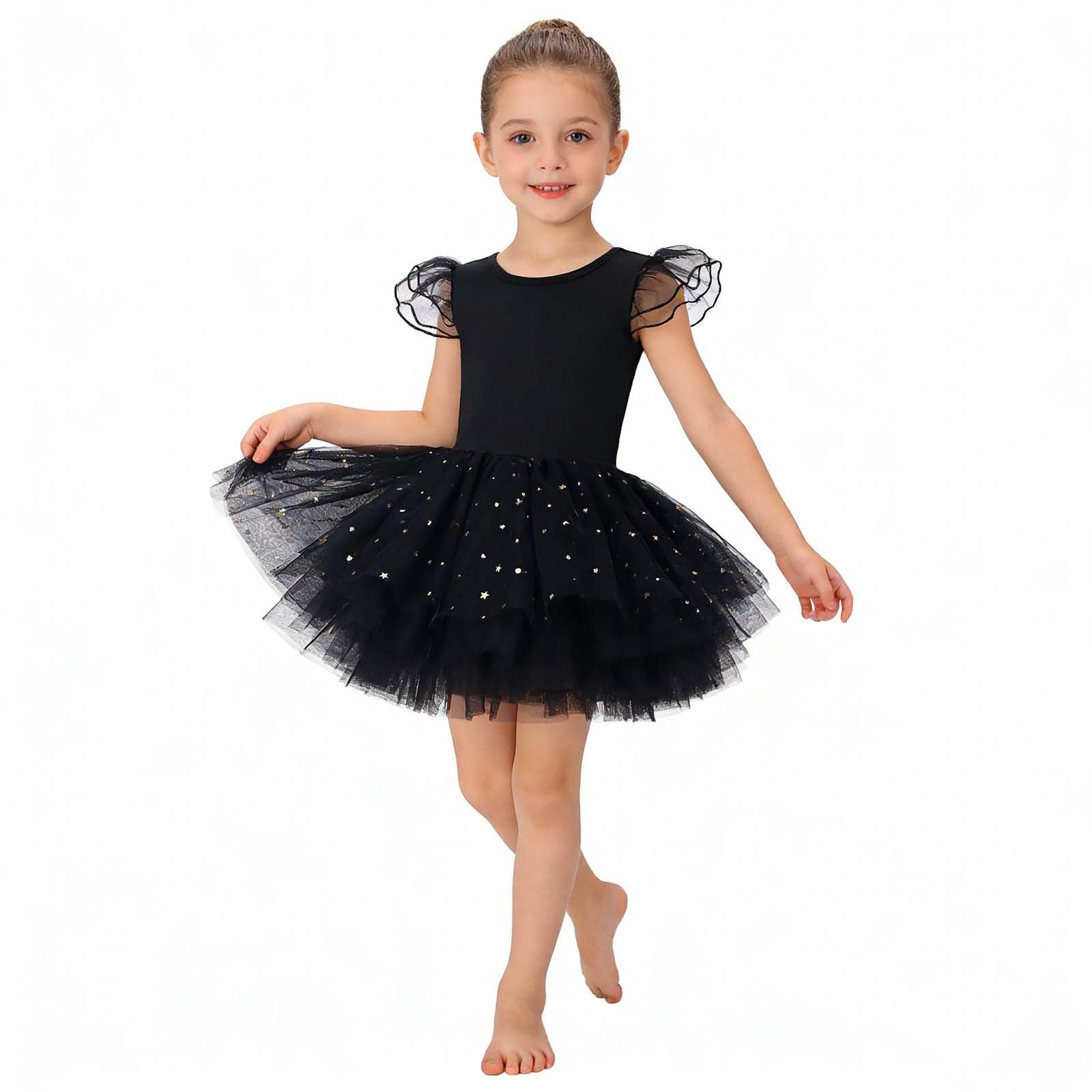 Vestido de ballet para niñas, vestido de ballet brillante, de malla, tutú con volantes, sin mangas, para verano, casual, fiesta, gimnasia, danza