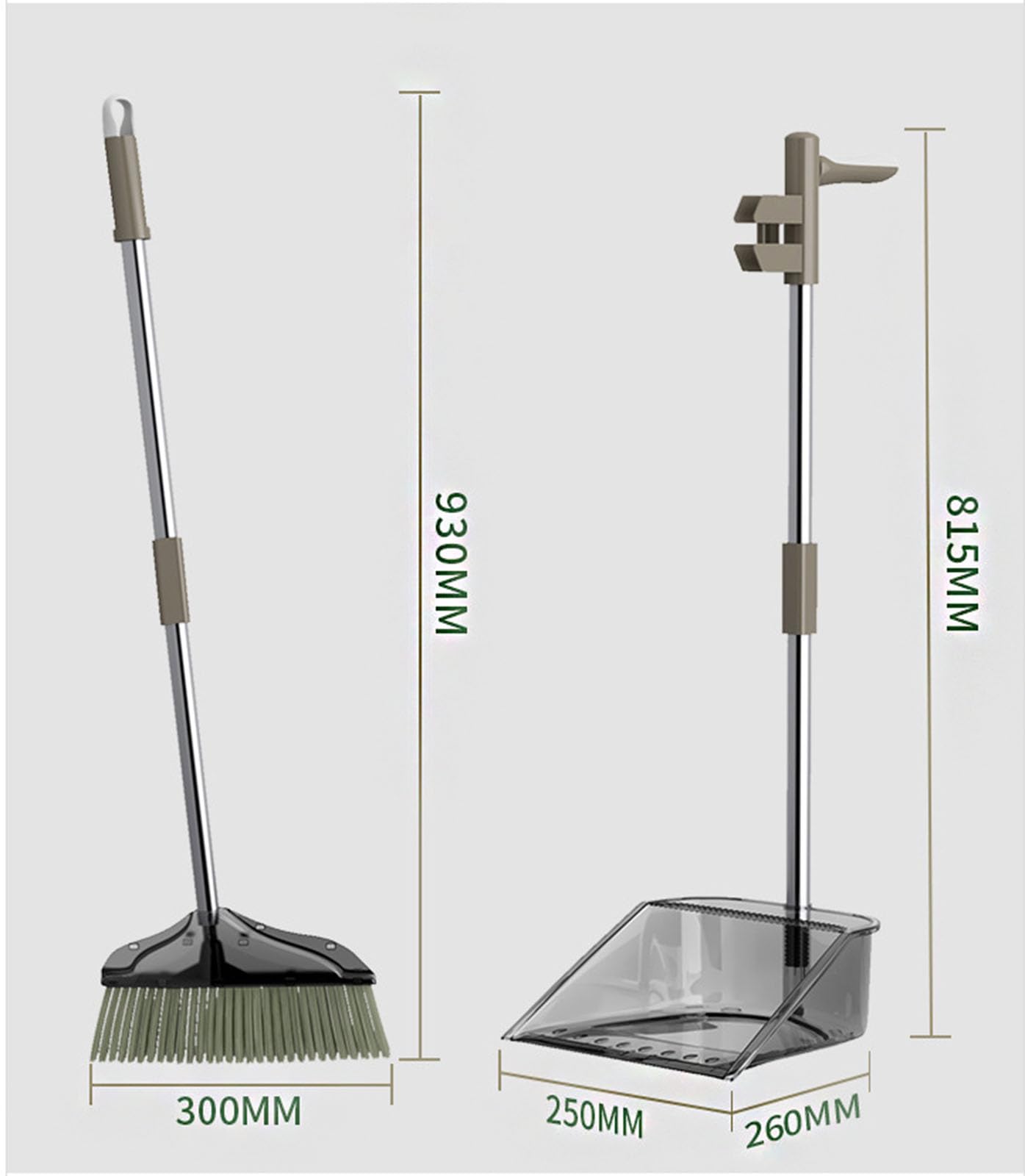 Standbesen mit Kehrschaufel-Kombi-Set, Kehrschaufeln und Besen für den Haushalt, Kehrschaufel-Set für Zuhause, Küche, Hof, Garage, Lobby, Innen- und Außenbereich,B