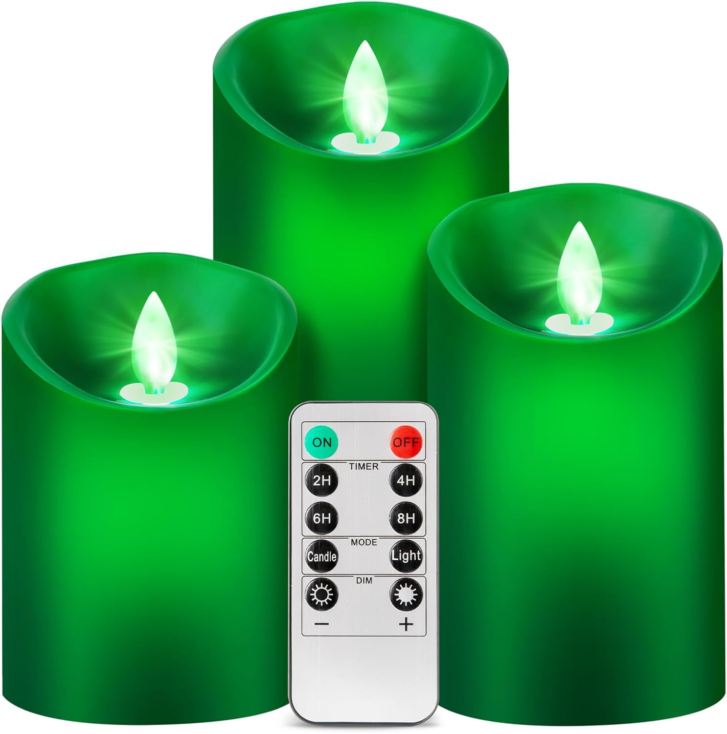 Blue Flame Candles (Blue LED Light Source), Moving Wick Design, Real Wax/Battery Operated, Remote Control with Timer and Dimmer