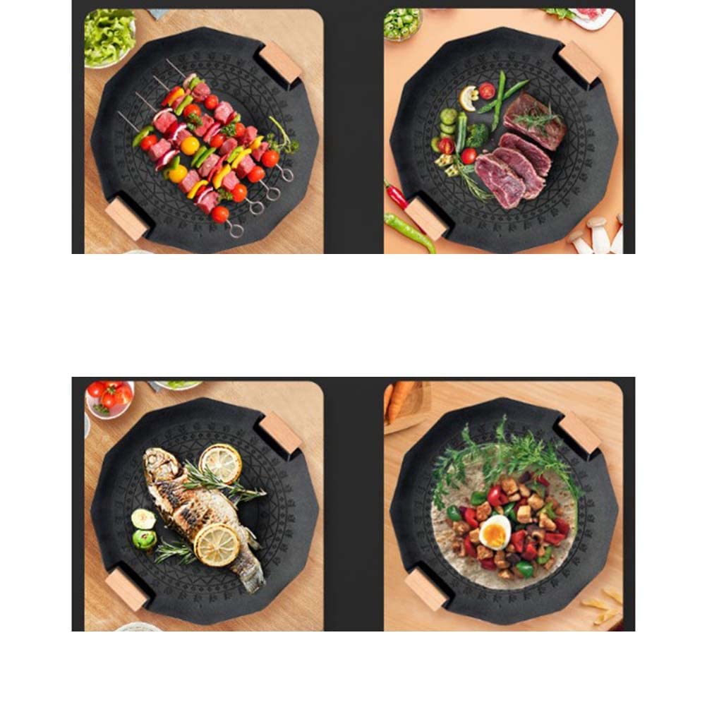 Placa de barbacoa de gas para camping al aire libre, portátil, piedra hexagonal, antiadherente, sin humo, de inducción