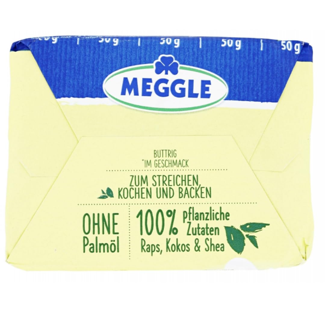 MEEGLLE Vegane Butter – 250 g Block | pflanzliche Margarine für Brot & Kochen, 4 Er