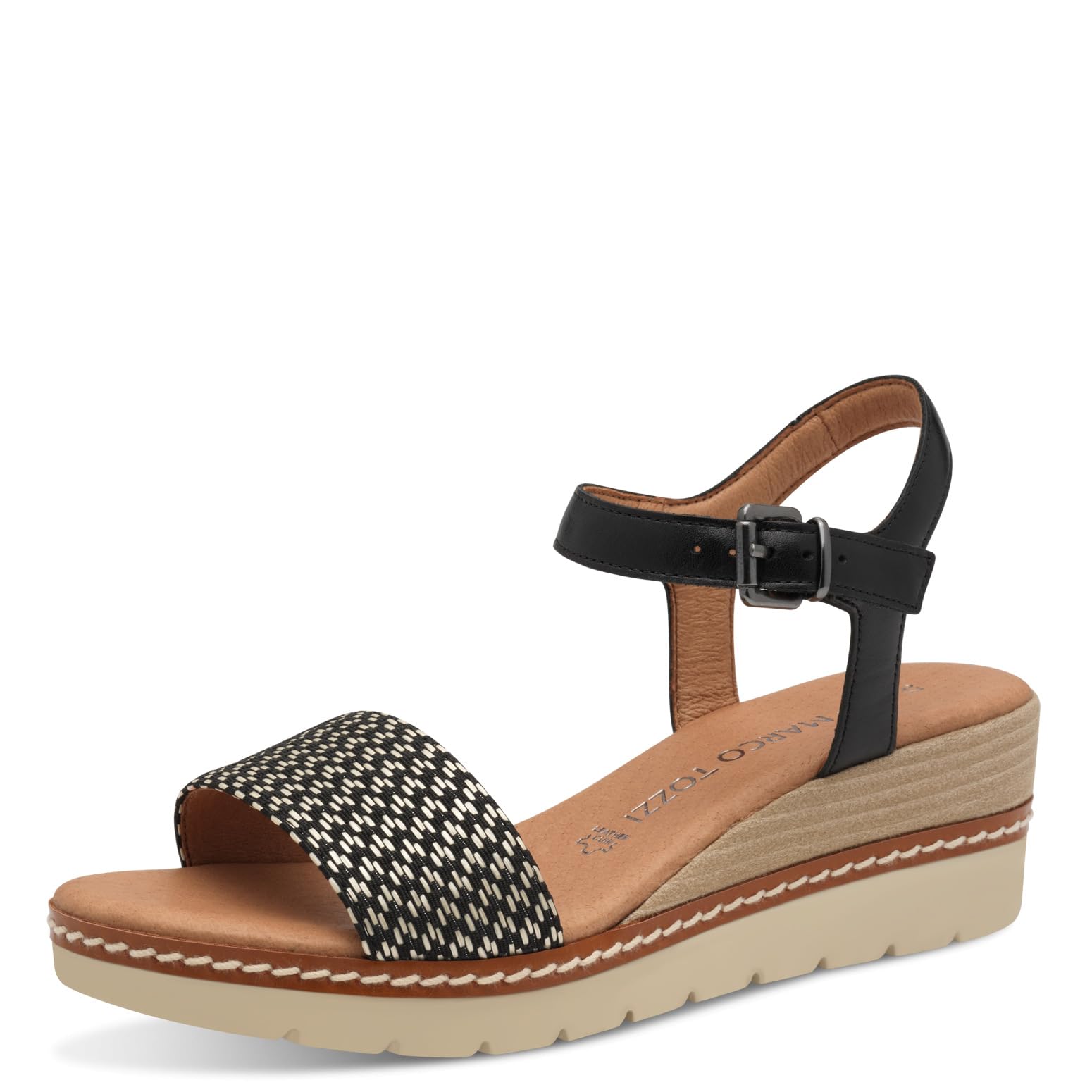 MARCO TOZZI Damen Sandalen mit Keilabsatz mit Lederanteil Bequem