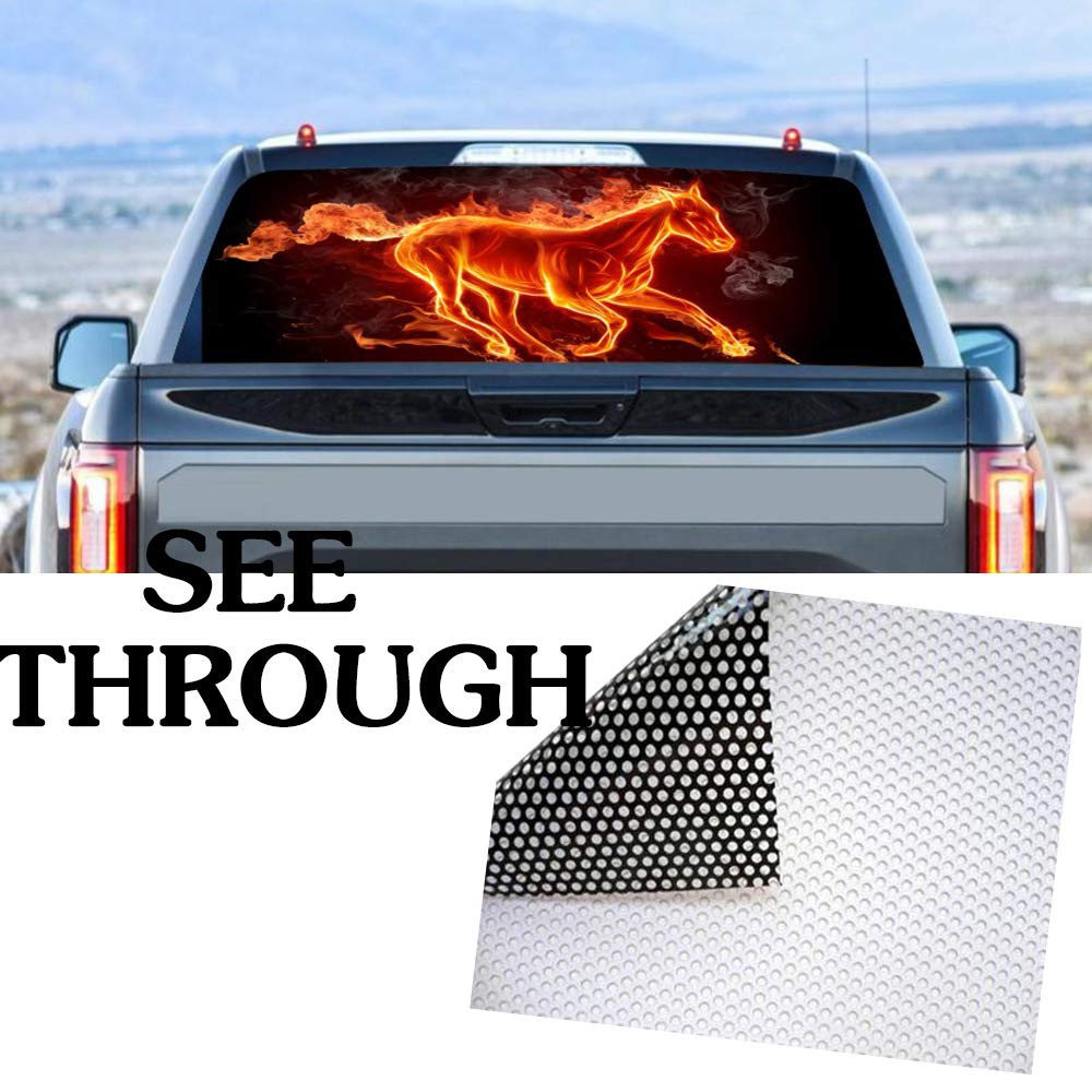 Accessori esterni auto adesivi Decor cavallo rosso finestra posteriore decalcomania auto pickup camion avvolgere grafica perforata vedere attraverso rosso graffio nascosto adesivi auto