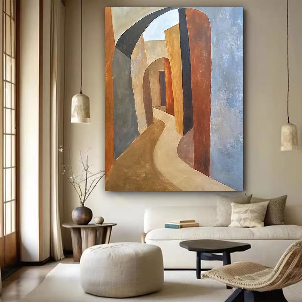 AEFOUU Canvas Wall Art Print Pictures Abstract Rainy Street Scene and Colorful Umbrellas Crowd Wall Art Picture Decor Living Room(60x80cm/24x32in/Frameless)