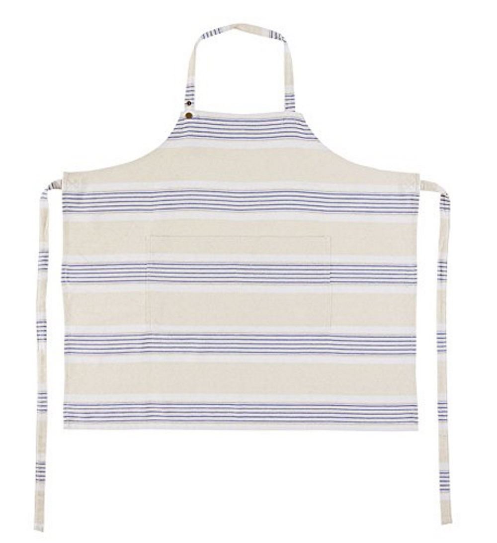Crisp & Dene Blue Apron 88X84cm Cream Stripe 100% Cotton