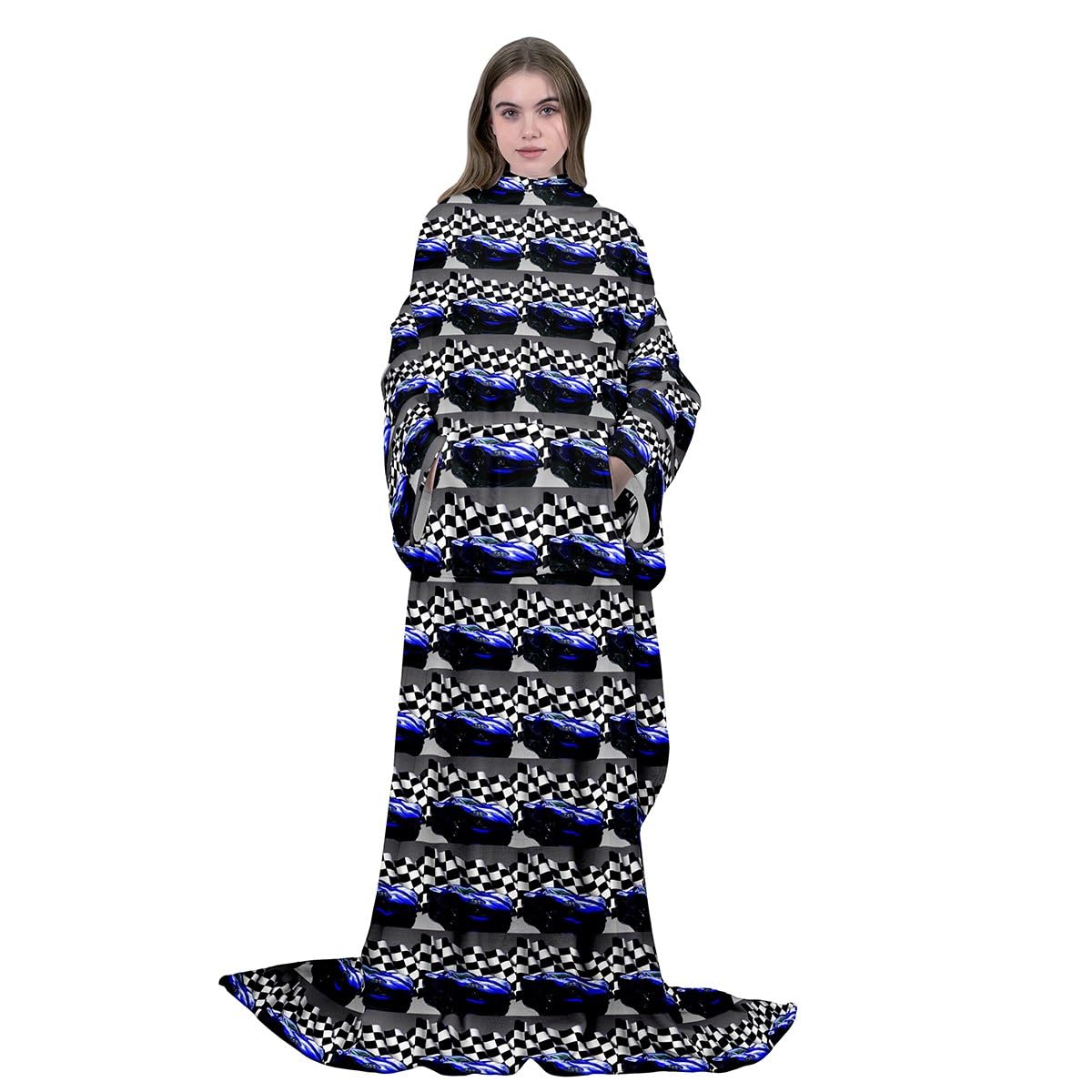 Homemissing Manta de forro polar con mangas de 50 x 70 pulgadas, color azul, manta de manga suave con velocidad de brazo, manta cálida para automóvil, deportes extremos, manta de felpa mullida