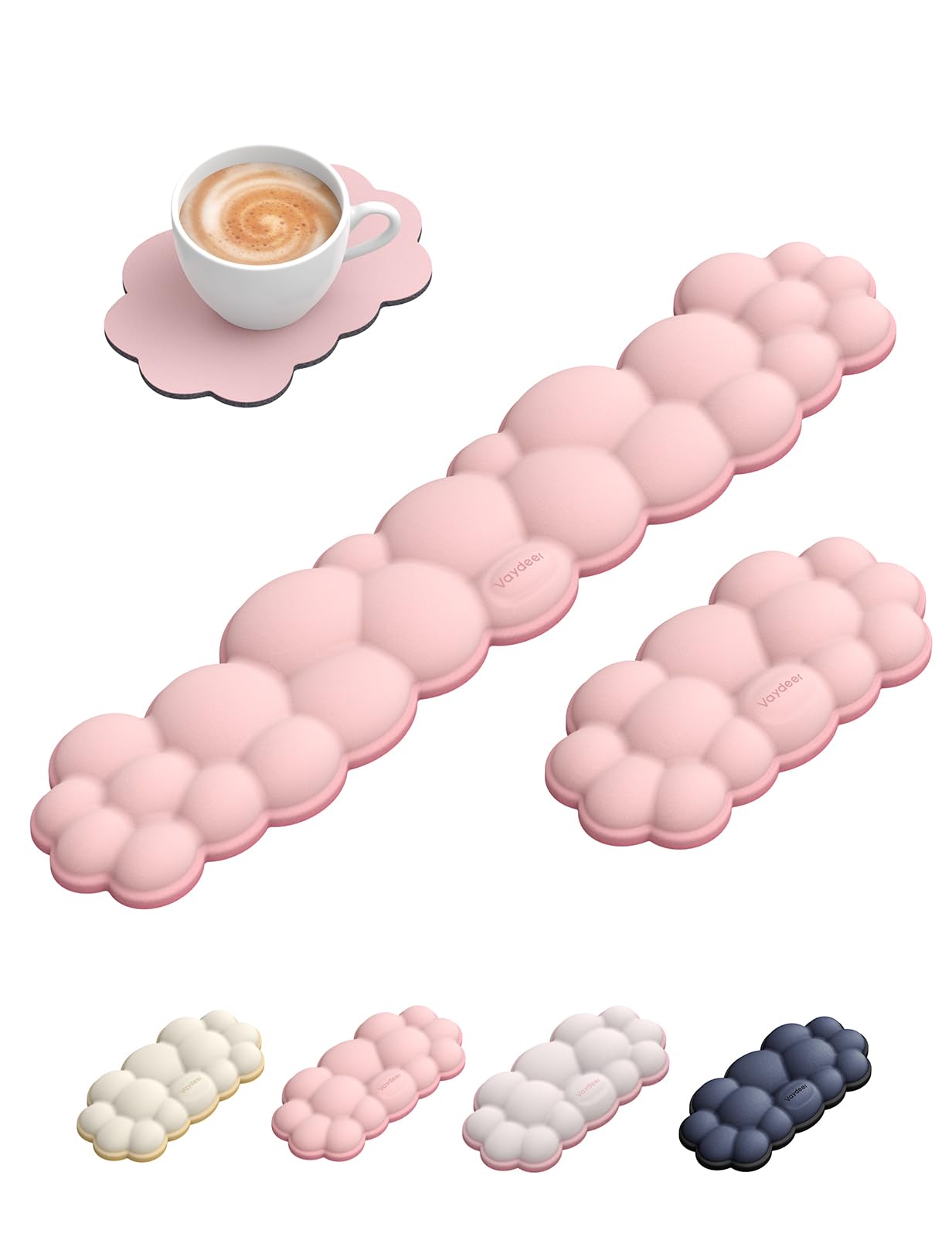 VAYDEER Cloud Wrist Rest – Rose Pink Dual-Tone Keyboard Wrist Rest Cushion, Ergonomic Cloud Palm Support Pad with Memory Foam & Non-Slip Base – Stylish Desk Accessory for Typing, Office & Gaming — image 1