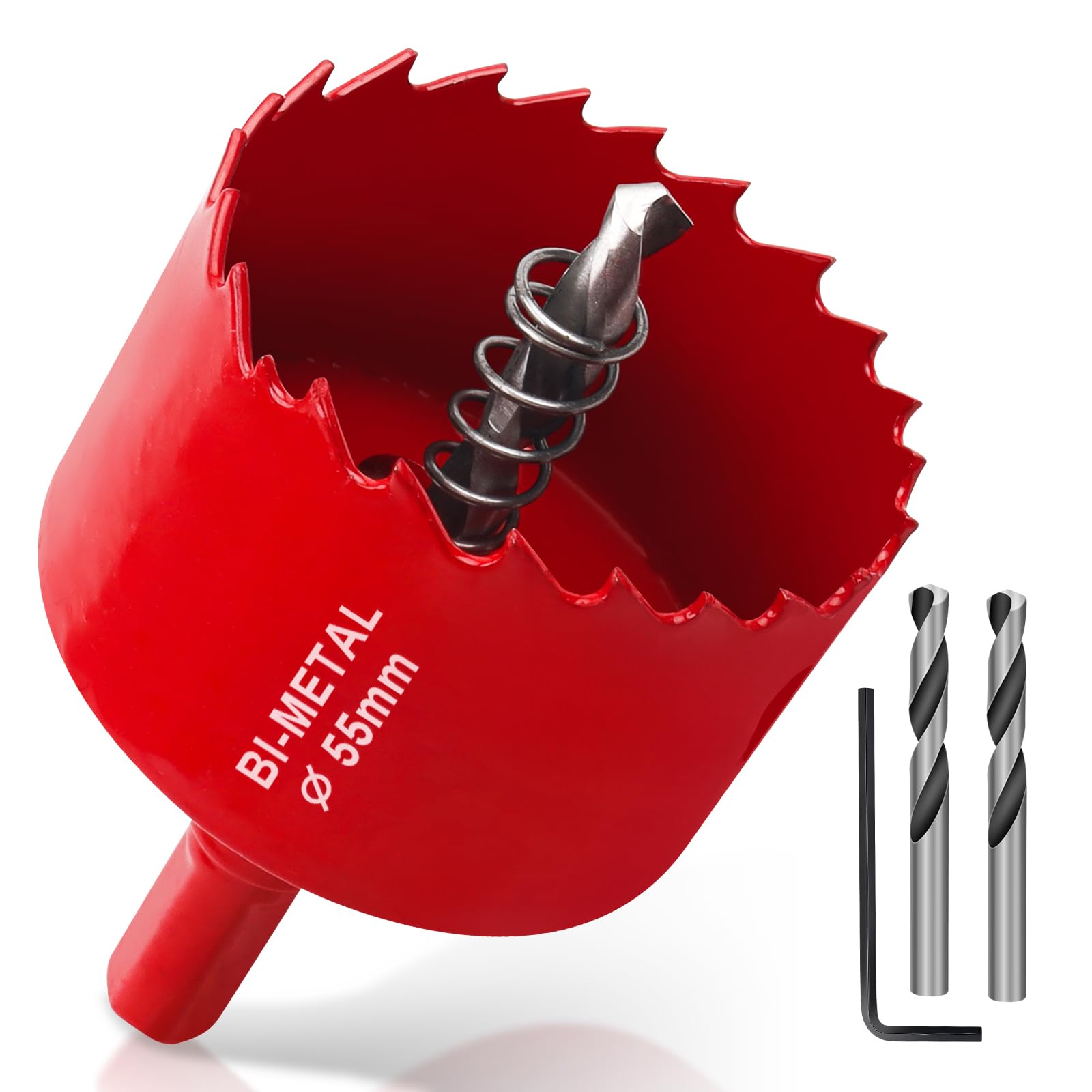 Yeepeo Lochsäge, Universal HSS M42 Bi-Metall Lochsägen, Lochkreissäge mit Sechskant-Schaft und Bohrer Lochbohrer Set Bohrkrone für Holz, Rigips, Trockenbau, Kunststoffe, 1 Stück Rot