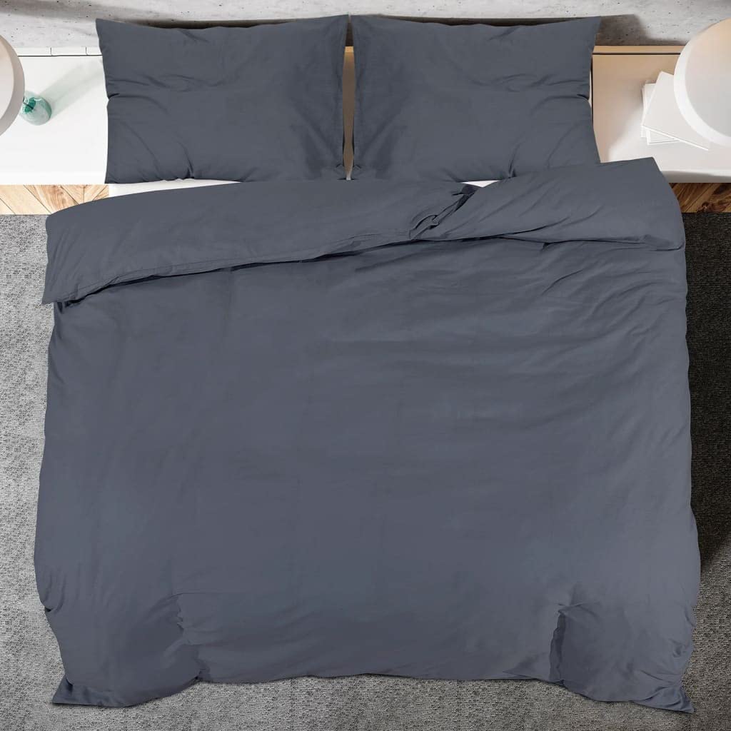 Set Copripiumino Antracite 155x220 cm in Cotone, Casa e Giardino,Biancheria,Lenzuola e Coperte,Copripiumini, 0.62kg-136087