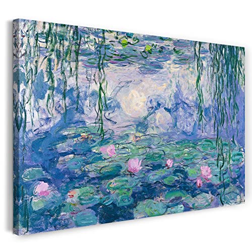 Printed Paintings Stampa su Tela (100x70cm): Claude Monet - Ninfee