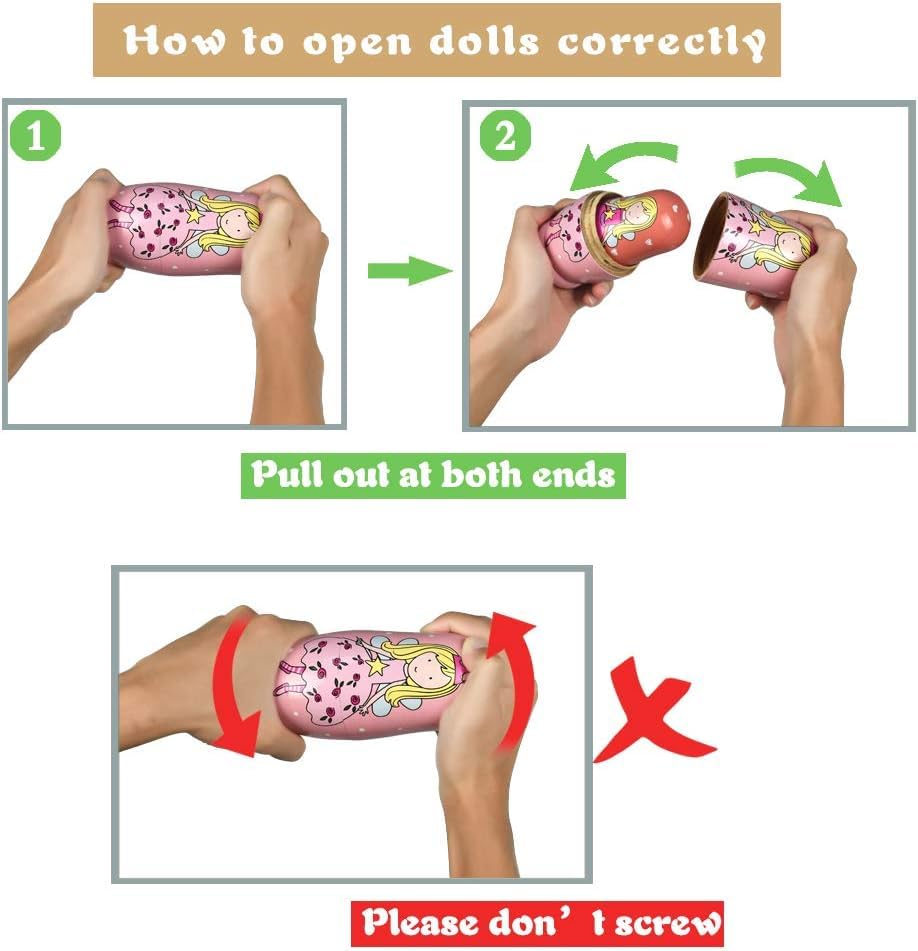Set 5 Matrioske Russe In Legno Dipinte A Mano - Bambole Tradizionali Per Bambini, Decorazione Casa, Regalo