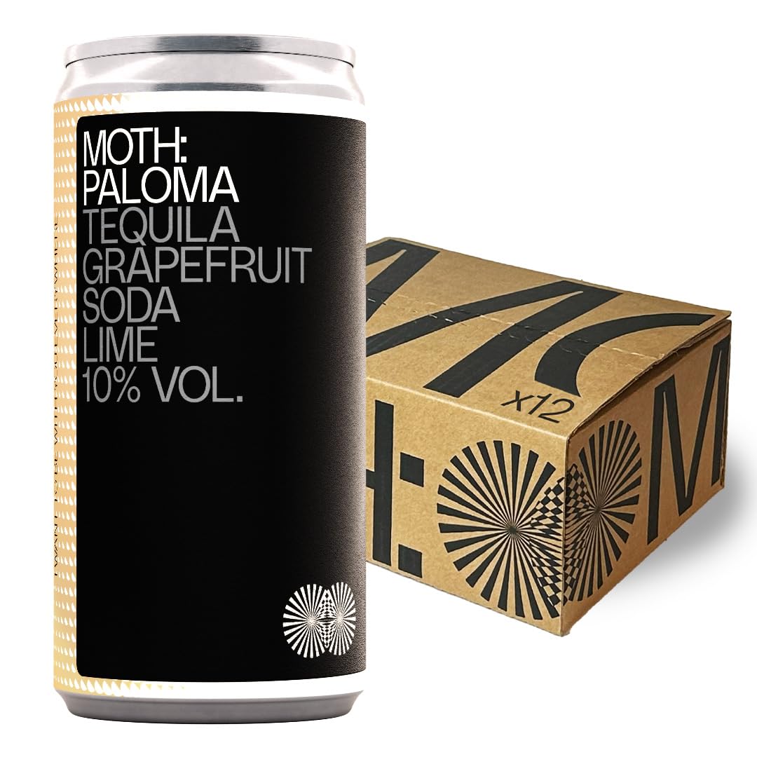 MOTH: Drinks Paloma Cocktails Ready To Drink Pre-Mixed Cans, 12 x 200ml, 10% ABV - Zesty Grapefruit, Tequila, Lime, Premium Quality Bar Strength