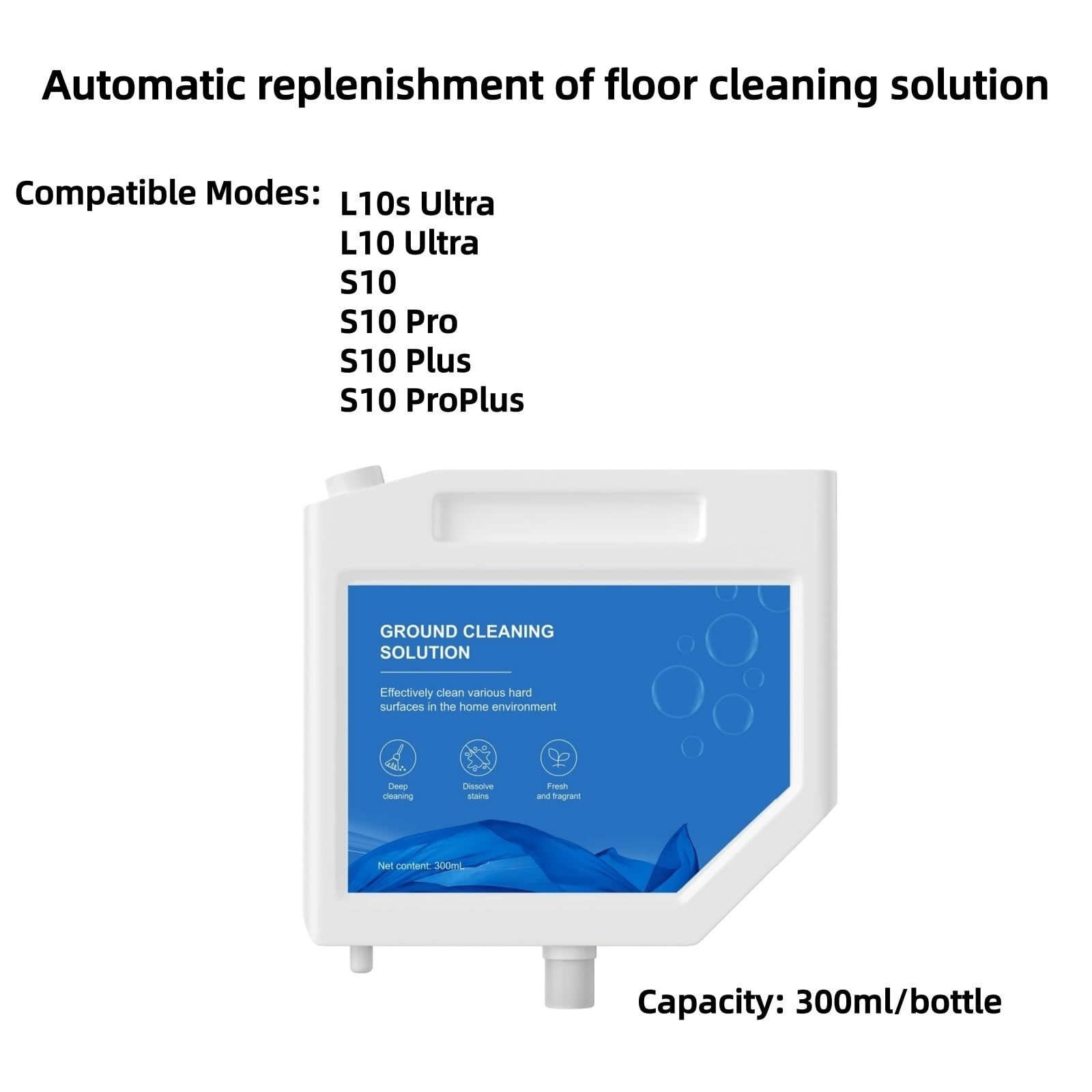 Líquido de limpieza, Compatible con Dreame L10s Ultra / L10 Ultra / S10 / S10 PRO / S10 Plus, Aspiradora Añadir automáticamente la solución de limpieza de pisos(3pcs)