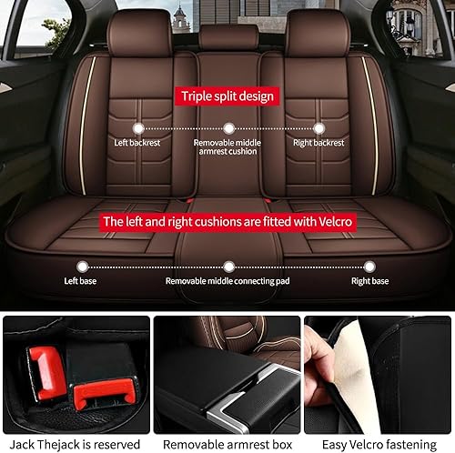 Miniatura 5 de ijesign Funda de asiento de automóvil de cuero para Volvo XC60 2013-2024, fundas de asiento de automóvil impermeables con soporte lumbar, funda de