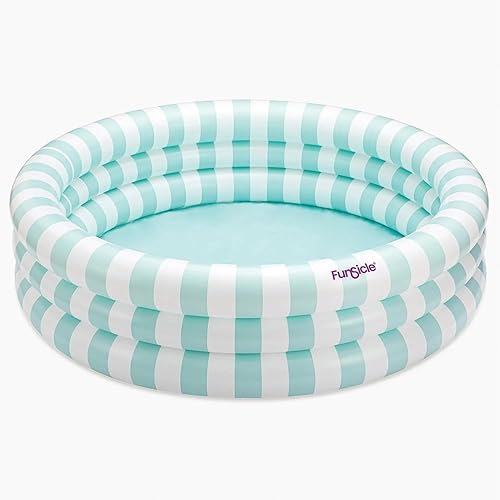 Maccabi Art Pastel Stripe - Piscina inflable redonda de 5.5 pies para adultos con herramienta AirFlate, parche de reparación y tapón de drenaje,
