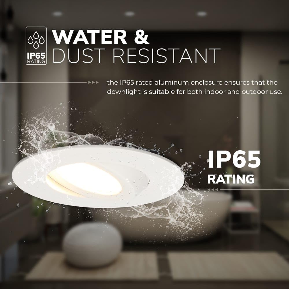 HOFTRONIC - 6er LED Einbaustrahler 360° Schwenkbar IP65 Wasserdicht Dimmbar 2700K Extra Warmweiß Deckenspot 3x8W 3x570LM Deckenstrahler Weiß 230V 40.000 Brennstuden für innen und außen und bad